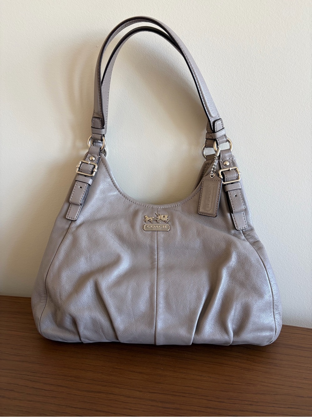 Coach Madison Leather Shoulder Bag 16503 Grey Silver